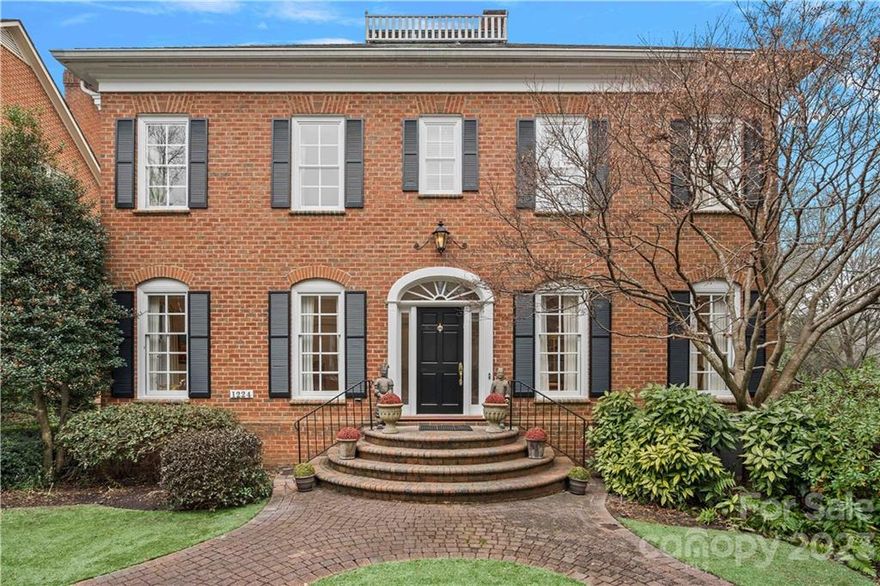 Whitehall is a walled community of Georgian style homes in one of Charlotte’s most prestigious neighborhoods just minutes from uptown. Whitehall boasts round-the-clock security with guardhouse and concierge service.  The featured home is situated at the corner of a large community courtyard and has its own front courtyard and private back courtyard. A large Palladium window offers exceptional viewing of tree-lined Queens Road West, and natural lighting fills the spacious living areas, including the main level primary bathroom and walk-in closet, and the circular, floating staircase interconnecting the home’s three floors. With the primary bedroom on the main level, with another primary bedroom on the upper level, and with all four bedrooms featuring their own private baths, this home with a quintessential Myers Park address is a rare find. Inquire now to learn why the home owner is selling after 32 wonderful years, and secure your showing time to experience this majestic property.