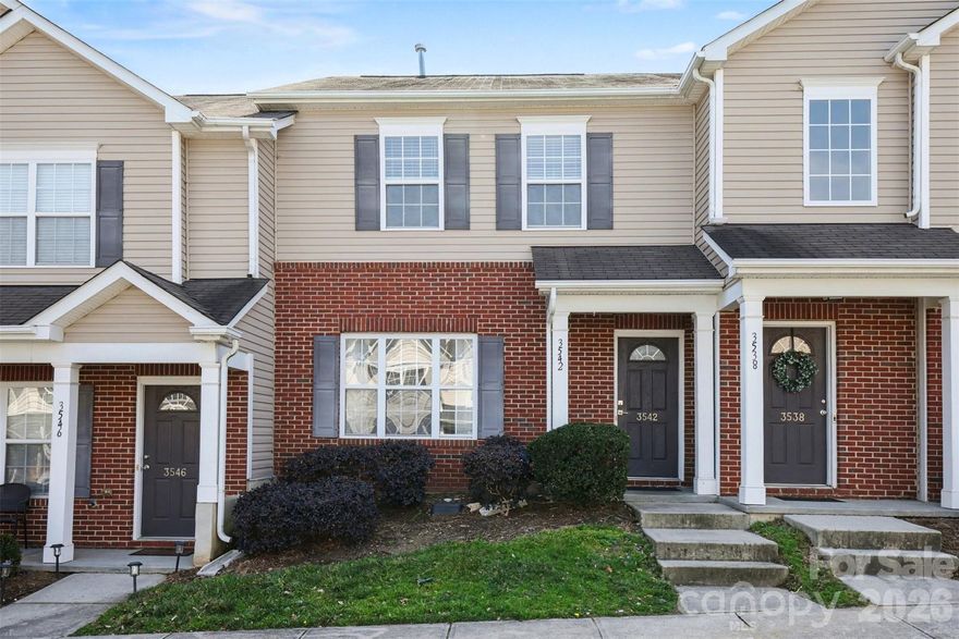 This beautifully maintained 3-bedroom, 2.5-bath townhome offers true peace of mind with a brand-new HVAC system installed June 2025 ($10K+ value) and recent plumbing upgrades. The main level features a spacious living and dining area, and a stylish kitchen with granite countertops, stainless steel appliances, and a modern backsplash. Upstairs, the primary suite showcases vaulted ceilings, a tiled bath, and a generous walk-in closet, along with two additional bedrooms and a full bath. Enjoy a private patio with outdoor storage for added convenience.  For investors, this is a standout opportunity with $1,500/month rental potential and interested tenants already lined up, offering immediate income in one of the area’s most sought-after rental corridors.  Located just minutes from UNC Charlotte, as well as Concord Mills with plenty of shopping and dining, and close proximity to I-485, and I-85.  The neighborhood also features a community pool!