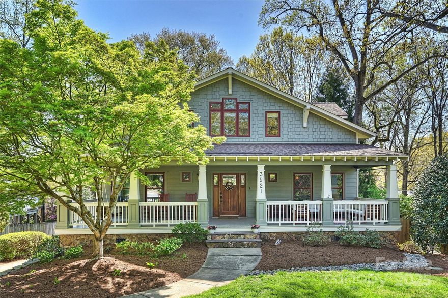 Welcome to this beautiful 5-bed/4-bath home in desirable Myers Park. Set back from the road, a large front porch, mature landscaping, & pavers welcome you in. Inside, there are Updates & Renovations Galore: Renovated kitchen, primary bath, 2 secondary full baths, extensive features added to the backyard, 2 HVAC systems, and the list goes on. The spacious primary suite offers 2 closets, an office/nursery, & a luxurious bath w/ dual vanities, free-standing tub, & glass shower. The gorgeously finished light & bright basement, that opens to the backyard, includes a large family room + play area...plus a gym and guest quarters w/ full bath! The laundry room adds convenience with a sink, storage cabinets, folding counter, & laundry chute bringing your laundry down from the primary closet. Having .34 acres in Myers Park WITH a 2 car garage (w/ EV connection!) is a dream! Enjoy lush & mature landscaping for privacy while also enjoying a short walk to all that Selwyn Ave offers the urban buyer.