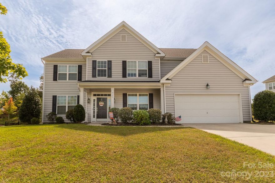 Welcome Home to the heart of Harrisburg! Your new home features an Open Floor plan from the kitchen with stainless steel appliances to the family room. The main floor also has a flex room and office. Walk out the back to a large pergola covered patio and completely fenced in back yard with a storage building. Upstairs you will find the primary bedroom along with three other spacious bedrooms and two full bathes. The laundry room is up and the washer and dryer, new in 2022, will convey. Across the street is the community pool and tennis courts. You are only a short walk to A rated Hickory Ridge Middle and High School. Your home is minutes from I-485 and shopping, dining and more!