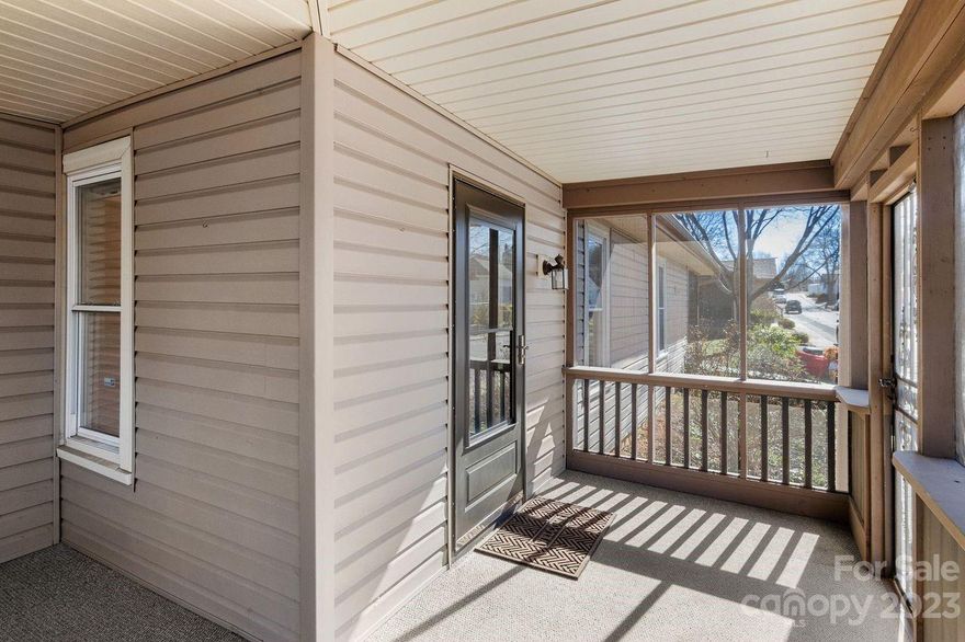 Come see this 2-bedroom & 2-bathroom well-cared-for Gem nestled in the charming town of Cramerton, just minutes away from the Charlotte airport (20-25 mins), Belmont, McAdenville, Gastonia.  The spacious kitchen has an abundance of cabinets (wood) and storage, including 2 pantries & full extended drawers, as well as quartz counters (2020), garbage disposal (2020), eat-in bar, and porcelain tile. Enjoy the over 1,300 sq ft, plus the 2 additional covered porches, one on the side and one in the front, both with privacy screens and fans to keep you cool in the summer and big enough to entertain in the colder months. Both bedrooms have large closets and/or walk-in closets (yes 2 of them), hardwood flooring, private bathrooms with tile, as well as fans.  The beautiful floors have been well-kept, and the appliances all remain including the washer and dryer (gas). 
This lovely one-level home is within walking distance of supermarkets, the town of Cramerton Central Park, and so much more!