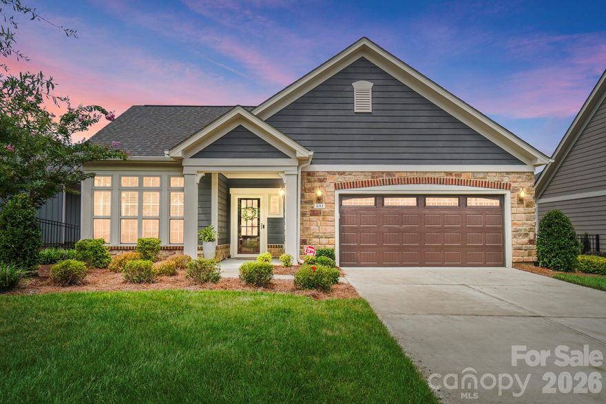 Thoughtfully designed home with numerous upgrades in a sought-after 55+ community. 

This residence offers comfortable, low-maintenance living and features engineered hardwood floors, detailed trim work, and a sun-filled Four Seasons room—perfect for a home office, sitting area, or flexible living space—accented by tinted transom windows and modern lighting throughout.

The kitchen blends style and functionality with a double-oven range, upgraded cabinetry, premium refrigerator, and designer lighting. Bathrooms feature floor-to-ceiling tiled showers for a clean, polished look.

Step outside to an extended private courtyard with a ceiling fan, professionally installed French drain, and low-maintenance turf—ideal for relaxing or entertaining.

Additional highlights include insulated garage walls, whole-home air purification, laundry cabinetry, and built-in office shelving.

Move-in ready and perfectly suited for easy living in this well-established 55+ community, which offers a pool, fitness center, and walking trails.