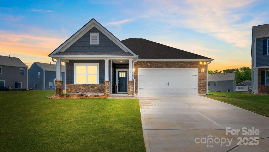 Fergus Crossing is located minutes from the historic town of York. The community features a resort-style pool, cabana, playground, pickle ball courts, and walking trails. The Aria is a spacious home with an open concept. Upon entering the home, you'll be greeted by an inviting foyer that leads directly into the heart of the home. This open plan features a cozy family room with a corner fireplace, dining room, and well-appointed kitchen with quartz countertops. The kitchen has a large island with a breakfast bar, perfect for both cooking and casual dining. The Aria also features a luxurious primary suite, complete with a large walk-in closet. The primary bathroom has dual vanities, 5ft. shower and a large linen closet. The additional two bedrooms and secondary bathroom are located at the opposite end of the home. In the rear of the home is a covered porch, perfect for outdoor entertaining. Private homesite backs to a tree-save area.