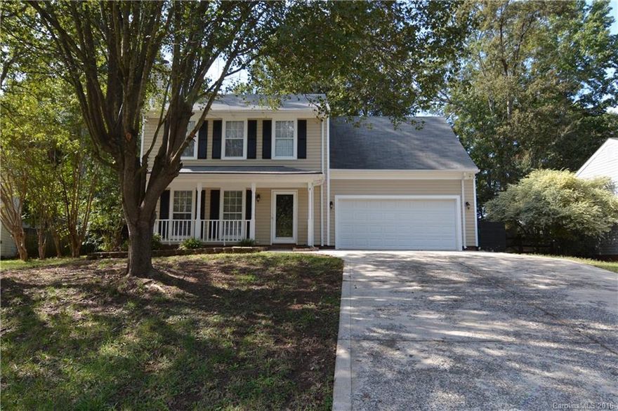 Adorable bright and cheery 4 bedroom 2.5 bath home beautifully repainted and gorgeous  flooring.  Ceiling fans in most rooms, Cozy gas fireplace in family room perfect for relaxing in front of after work on those chilly nights. Trey ceilings upstairs with beautiful crown molding in many rooms.  Yard complete with several mature trees, storage shed  and a gorgeous pergola. Close to shopping, restaurants, and everything you might need! Fenced in backyard!