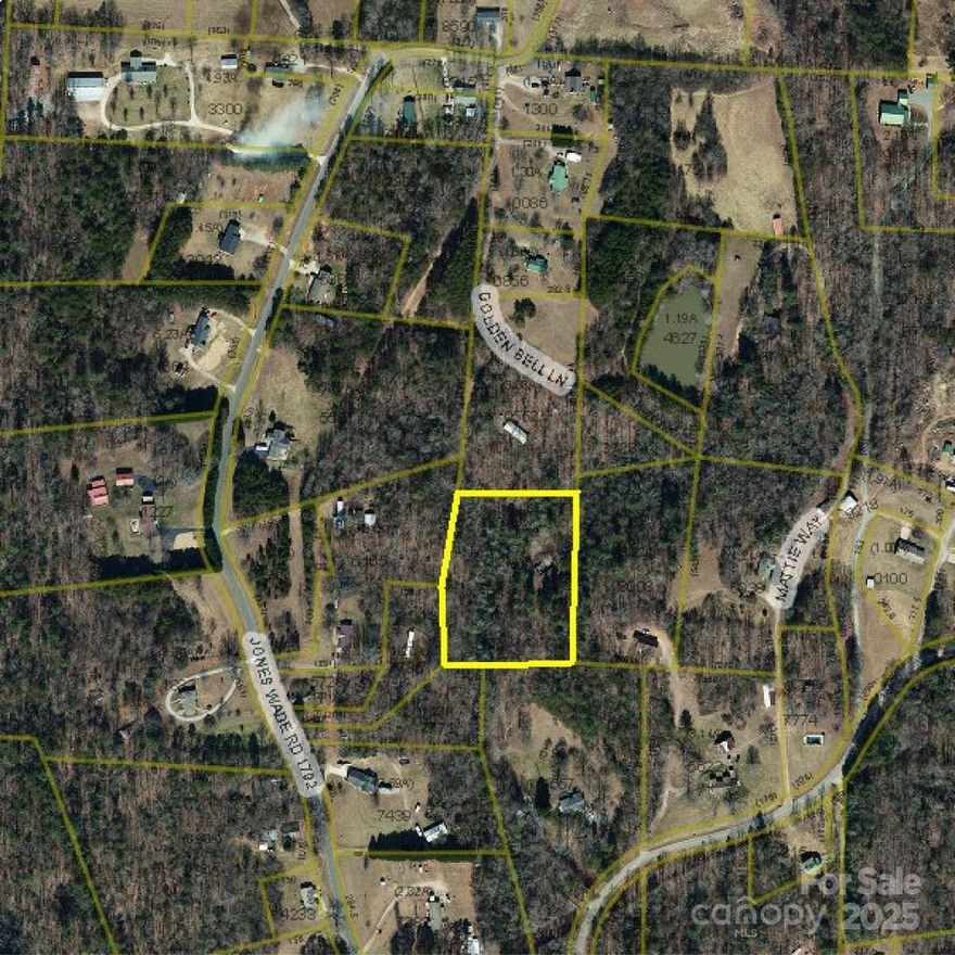 Discover 3.24 wooded acres on Golden Bell Lane, offering privacy and tranquility on a quiet dead-end street in Hudson, NC. This private, parcel offers a peaceful natural setting—ideal for building your custom home or a weekend retreat. A concrete foundation from a previous home remains on site; check if suitable to be built on. 
Property requires Perc test. Make sure to ask Buyer to establish property lines and boundaries.
Just a short drive to town, shopping, and schools.
