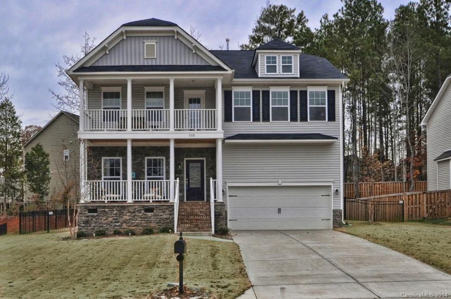 Beautiful spacious open concept home with outdoor living! Kitchen has granite counter tops with stainless steel appliances and cherry cabinets. 3 full bathrooms with granite counter tops. 4 large bedrooms with large walk in closets, 1 bedroom down. Large master bedroom upstairs. Large laundry room upstairs. Storage galore! Outdoor living TV connection under pergola which sits on large stone patio. Back yard is fenced with aluminum fencing. Convenient location. Great Clover school district.