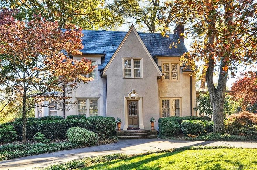 Stately Myers Park home with over 3000 square feet of wonderful living space! Beautiful master bath renovation in 2014. Updated eat-in kitchen opens to family room. Slate roof, copper gutters and circular driveway adds to impeccable curb appeal. Gorgeous hardwoods on first and second floors. New HVAC 2014. Lrg finished basement w/full bath could be used as guest suite.