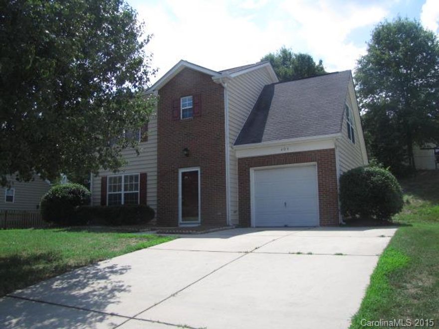 Here's your opportunity to live in a nice neighborhood with no HOA's! 3-BR, 2.5-BA brick accented home was recently painted with new carpet installed upstairs. The floor plan incl spacious GR with fireplace that opens to breakfast area & kitchen with an island. Other amenities incl 1st-flr laundry room, bonus room, & vaulted ceiling master suite w/private bath. Backyard w/patio backs up to wooded area for added privacy. Located on quiet cul-de-sac & short commute to Charlotte and Concord Mills.