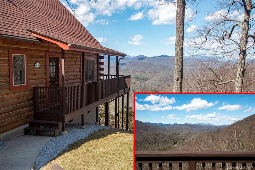 Immaculate 3BR,2BA log home on 14 private acres offering STUNNING LONG RANGE MOUNTAIN VIEWS! Features include kitchen w/island and breakfast bar, wide plank wood floors, wall of windows, loft, soaring cathedral ceilings, walk in closet, full length deck, screened side porch, garage, carport, shop, security gate.  Minutes to Chimney Rock and Lake Lure. Shopping in nearby Hendersonville or Asheville. Healthcare in Lake Lure, Hendersonville and Asheville.