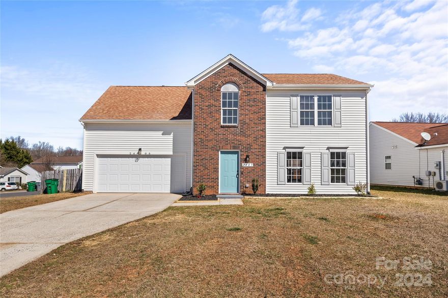 Just updated and refreshed with a modern twist. The home includes new easy-maintenance LVP flooring and fresh paint for a clean and welcoming feel. This welcoming home features all bedrooms upstairs. The large primary bedroom features grand double entry doors, walk-in closet with custom shelving and a generously sized bathroom. Additional bedrooms  are also upstairs. Situated within easy commute distance to schools, town, highways, and conveniences. Thoughtfully designed with neutral colors, the kitchen features refreshed cabinets, granite counters, a gorgeous backsplash, modern black hardware, and a pantry. New stainless appliances include a stove, microwave, and dishwasher. The dining area overlooks the large fenced back yard. Bathrooms feature brand-new faucets/hardware, vanities, coordinating mirrors, and modern lighting.  The exterior has been freshly landscaped with hardy plants.