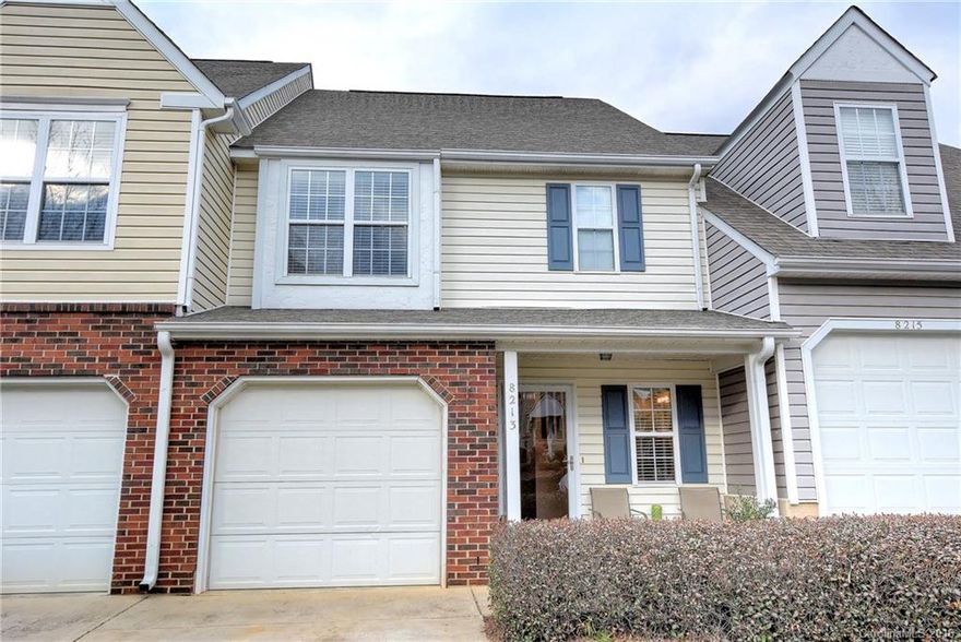 The location you have been searching for! Just around the corner from shopping, dining, I-485 access and top rated schools, this well maintained townhome features a privacy fenced yard with awesome custom deck. The interior shines with beautiful wood flooring, tiled baths, stainless steel appliances and quartz countertops. Vaulted bedroom suites both have walk-in closets and private baths. And you are just a short stroll to the community pool!