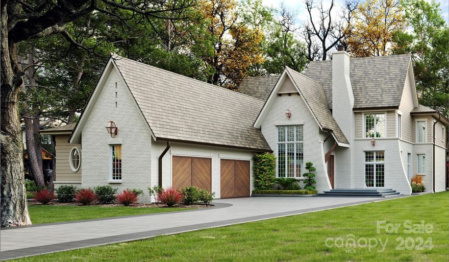 Introducing a Frusterio-designed home by esteemed Alenky Signature Homes, merging old-world charm with modern sophistication in Charlotte's coveted Midwood neighborhood. Situated on a rare half-acre lot, this 4,500 sq. ft. residence features a grand two-story foyer, custom staircase, and a barreled ceiling. The main level offers 10-foot ceilings, white oak floors, and open-concept living areas. The kitchen boasts a sunlit breakfast area, custom cabinetry, Jenn-Air appliances, and a 48-inch chef's range. The living room, with a cast stone fireplace, multi-slide glass doors open to a covered porch. The primary retreat includes French door to the porch, a luxurious bath, and an expansive closet. Upstairs, find three bedroom suites, a bonus room with private bath, laundry and a versatile flex space. The large rear yard is ideal for a pool and cabana, with the option to add these features. Midwood, just minutes from uptown Charlotte, offers a park, trendy shops, and popular dining spots.