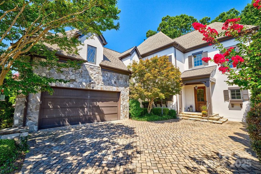 Welcome home to this cozy home in the Palisades with walkability to the country club, the resident amenity pool, tennis courts ,pickle ball courts and playground.  This beauty sits in a small gated enclave of 7 custom homes with HOA that provides landscaping, fountain and the gate.  Kingswood was the builder and their attention to details is awesome.  Large foyer and then great room - 2 story with coffered ceilings- welcomes you in with adjoining open kitchen and oversized island & eat in area.  There is also a formal dining room, huge laundry room, 1/2 bath and luxurious primary suite on the main floor with only 2 steps into the house. The screened porch with skylights is an extension of the living area and goes into the private backyard and fire pit. The upstairs offers 3 large bedrooms with ensuite bathrooms, bonus room with lots of room for pool table ,gaming tables and seating areas.  This home has great flow for entertaining and accommodating all your visitors with privacy. Hardwoods throughout the first floor with the exception of the primary bath.  Upstairs is also hardwood for bonus room and carpeted bedrooms.  Could work for multigenerational living with so much space and privacy.  The Palisades is unique neighborhood and close to Charlotte, Fort Mill and I77 for commuting .  There is a cool wine cellar/ closet for those who like to collect.  Come see this well maintained home and appreciate the neighborhood and all it offers.