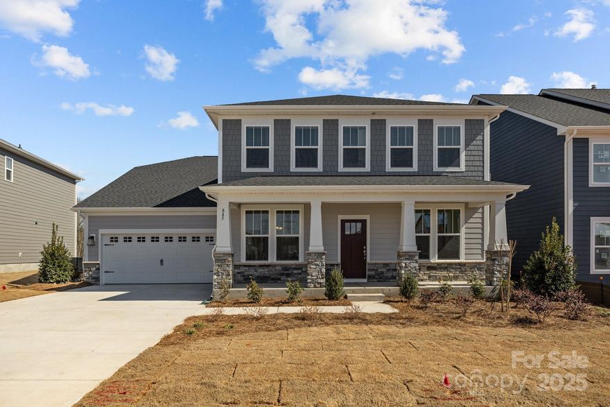 Welcome to Lakeside Glen and our stunning Norris plan! Move-In ready! Spanning 3,186 sq ft, this home features 4 bdrms, 3.5 baths, and is brimming with upgrades. The open-concept layout includes LVP flooring on the main level, kitchen w/ stainless steel appliances, granite countertops, and a spacious island perfect for entertaining. The main floor is home to a a large great rm, separate dining room, private office, a guest bedroom plus a drop zone next to the garage. Upstairs you will discover a large loft, & a luxurious primary suite w/ a tray ceiling and sitting area, dual-sink vanity, tiled shower w/ solid surface seat, and a substantial walk-in closet. Secondary bedrooms are well-sized with walk-in closets. Laundry is made easy with the second floor location. Enjoy the outdoors from the inviting front porch or the expansive covered rear porch. This home looks over 52 acres of common open space - come visit Lakeside Glen and  845 Regulus Court today!