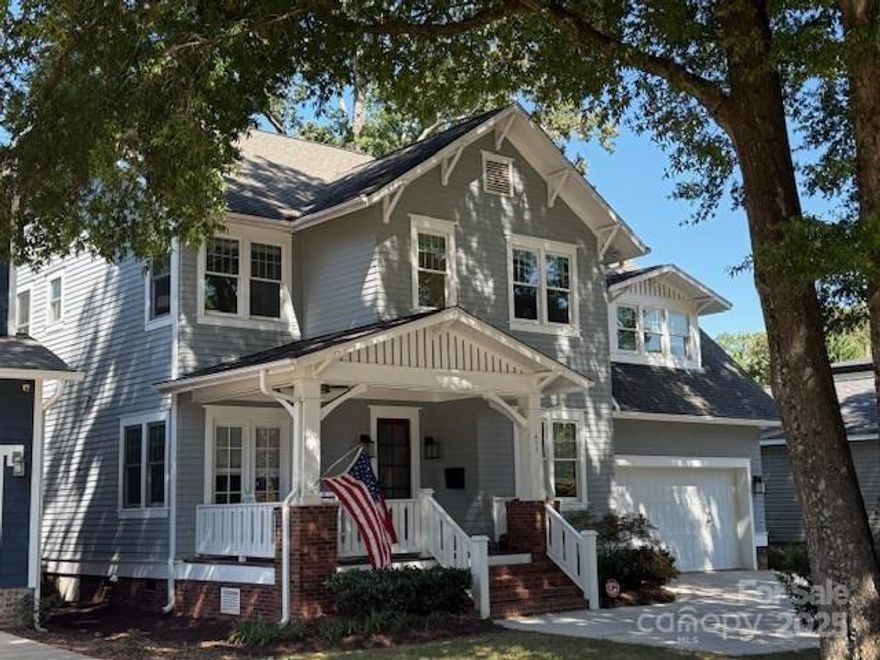 You're going to love this beautiful custom Arts & Craft style home built by Carolina Cottage Homes. FRESHLY PAINTED though-out, it is ready for you to move in!  Lot's of great living space in this nicely appointed 5-BR, 3.5 bath home brimming with high-end designer finishes!  ALL tasteful, top-of-the-line lighting, cabinets, hardware, fixtures, professional appliances & décor.  Covered ROCKING CHAIR front porch with a private office entrance. EXCEPTIONAL kitchen with an island designed for entertaining, OPEN to breakfast area & oversized great room with fireplace & coffered ceiling! The 1st floor is rounded out with a Formal Dining Room, private office, and a large laundry room.  Spend evenings on the LARGE fabulous SCREENED PORCH overlooking your private, flat, fenced, and fully irrigated backyard. Exceptional floor plan with plenty of room for everyone. Exceedingly spacious secondary bedrooms; BEAUTIFUL SITE-FINISHED HARDWOOD FLOORS THROUGHOUT (upstairs too), heavy millwork, high ceilings & multi-room surround sound. Two-car EPOXY FLOORED garage with substantial off-street parking. Prime location in Dilworth, blocks from the light rail, Uptown, South End, East Blvd, hospitals & Freedom Park.