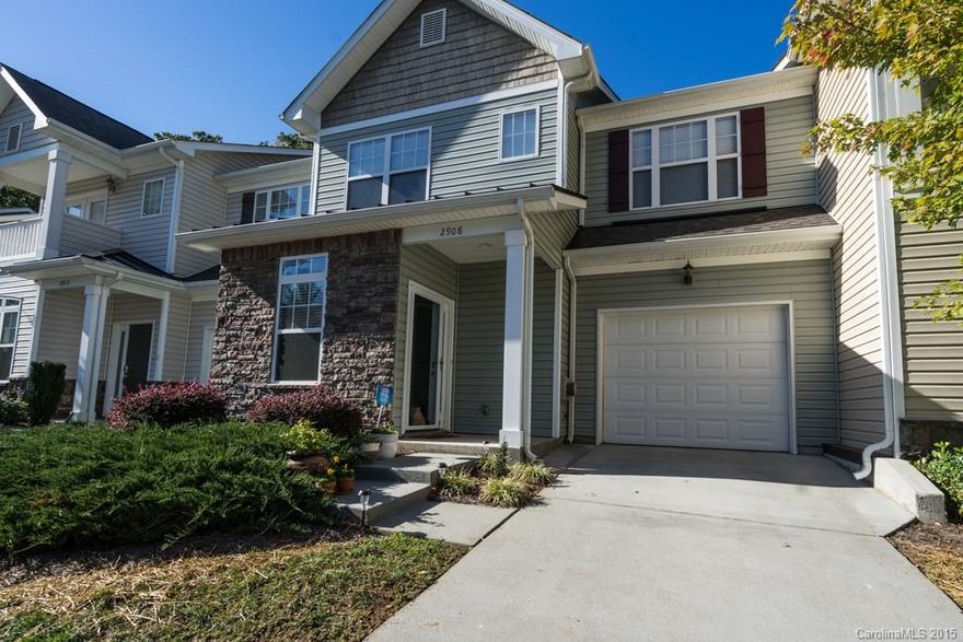 Beautiful Two-Story Townhouse located in Stonegrove Community. Walk into a spacious open floor plan w/ crown molding and hardwood flooring on main level. The oversized kitchen w/ island bar, granite counters w/ SS under mount sink as well as SS appliances sits beside the open dining area. Upstairs features the master suite & bath as well as two spacious bedrooms with separate bath. Conveniently located close to I-77, I-485 and I-85 and minutes from uptown Charlotte and Clt Douglas Intl Airport.