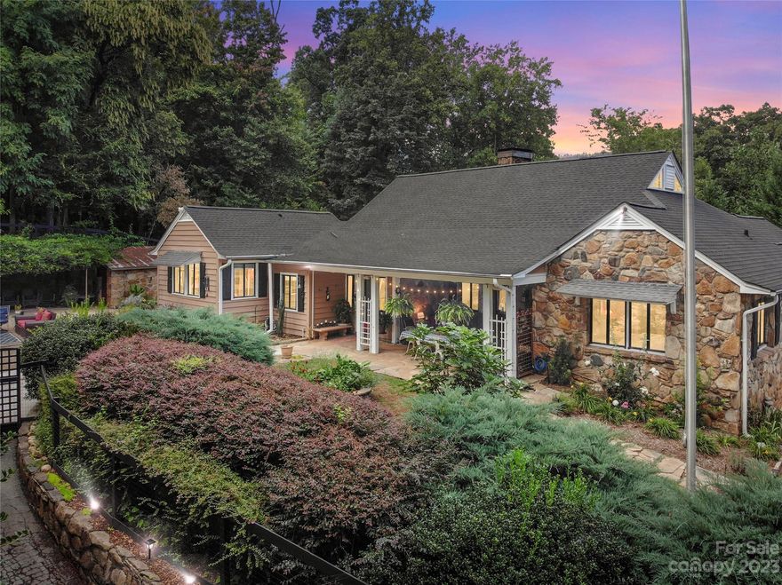 Are you looking for privacy, peace & tranquility within minutes to downtown Tryon and Harmon Field? Welcome to this 'English Country Charmer.' When you walk thru the gate you'll feel like you are on vacation in Europe w/this 1940's vintage custom home. Detailed craftsmanship & character are unrivaled from the outside starting w/the stone covered patio & wisteria planked veranda to the inside w/custom built-ins, beams & doors. Wood & tile floors thru-out; wood burning FP in LR, bright & airy KIT w/exquisite DR. All BRs on main level are spacious & have full BA ensuites. An office & a den balances out the main lvl while upstairs is a huge open space w/options to fit your needs. Tons of storage thru-out including in the bsmt. with a large laundry rm, 1/2 BA, sauna & the 2-car garage. Main area of property is fenced which sits up on a ridge that gives way for 360 degree winter mtn views & great sunsets. So many other features/improvements plus a majority of furniture & rugs can be sold.