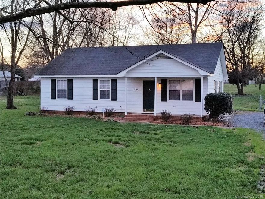 3 Bedroom/ 2 Bath ranch with storage building, large fenced backyard, mature trees.  Lot is almost an acre with room for a garden or chickens.  Fresh exterior paint 2015.  Rural feel yet convenient to shopping!  Plenty of room to park and play outside this home.   Perfect starter home.