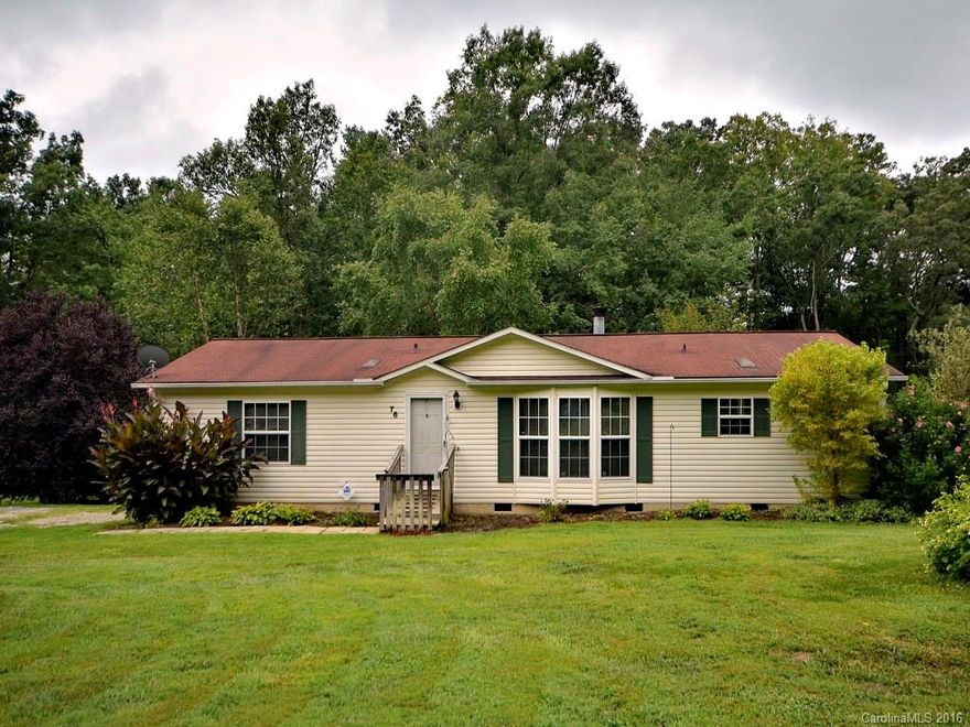 Ranch style modular nestled on a wooded acre, in Mills River, on private road. 3 Bedroom 2 bathroom, lots of storage, all bedrooms have walk in closets, back deck. Skylights and garden tub in master suite. Kitchen appliances included, island in kitchen. New water system and grinder pump 2016. HVAC replaced in 2012, wood burning fireplace serviced 2015. Freshly painted. Motivated Seller!!! You dont want to miss this little one!!