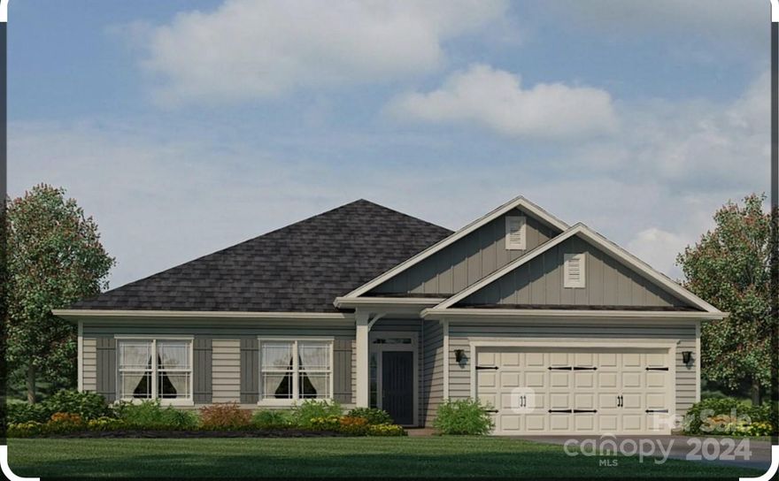 Only $1000 down to write contract! This new constructed home is situated in the beautiful Lauren Pines subdivision in York on a 1 acre lot. This 2316 sf ranch with 4 bedrooms and 3 baths is spacious & open with an incredible layout, great for entertaining. A huge eat in kitchen overlooks the spacious dining room and family room with gas fireplace. 4th bedroom/study with double door entrance lets in lots of natural light. Included in this home are quartz countertops, tiled kitchen backsplash, stainless steel appliances, gas range, laminate wood flooring throughout the main areas, side load garage and primary bathroom with 5' tile shower. Enjoy the tree-lined view from the 18 x 15 covered porch. Projected completion date September 2024. 5K towards rate buy- down  and closing costs paid with use of preferred lender. All home features are subject to change without notice.