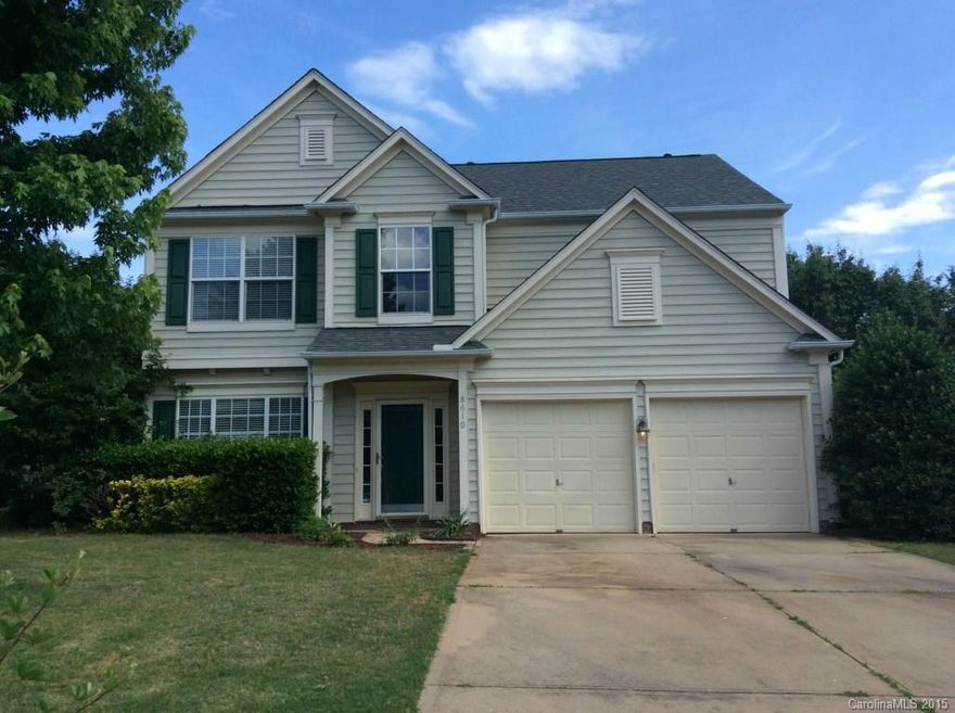 This Ballantyne location can not be beat! Remarkable home offers formal dining, upgraded kitchen, large office and spacious living room on first level. All bedrooms upstairs, master offers peaceful view of greenery with level fenced in backyard. Hardwoods on first level and finished garage. All on a cul-de-sac street with community pool and walking distance to Blakeney shopping, eateries and playground.
* lawn to be cleaned up and crown molding being installed on first level *