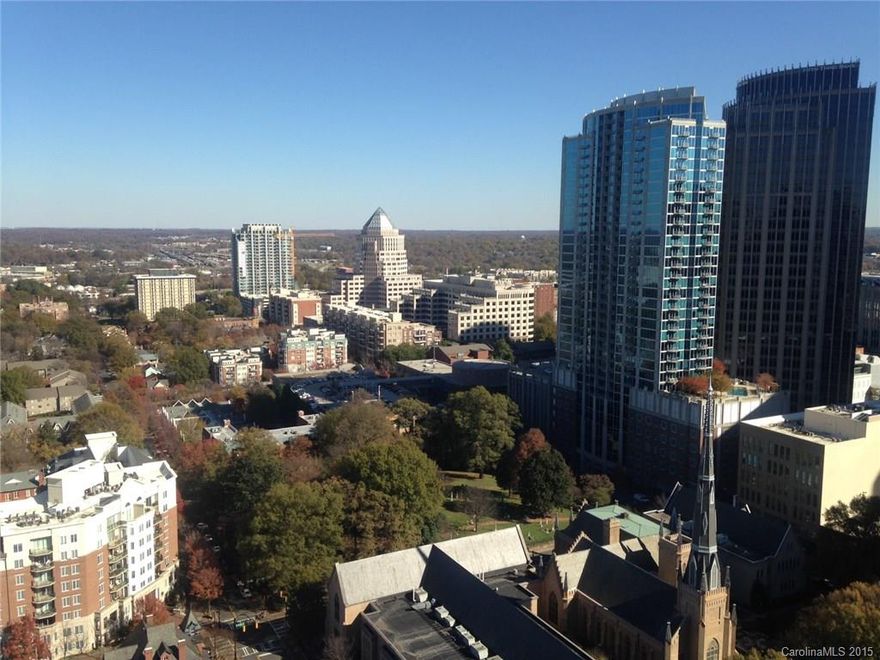 Downtown living at its best in one of Charlotte's well-known high rises. Panthers, Hornets, Knights all within a few blocks. Spectacular views from the 24th floor of this unit. Pool and Terrace.