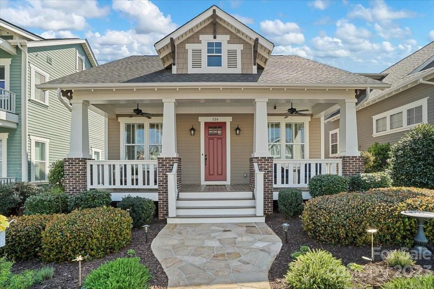 Charming front porch welcomes you into this lovely one story home in the desirable Riverwalk community! Natural light and beautiful hardwood floors throughout create a beautiful open flow. Sought after white kitchen features a huge island, gas stove, under cabinet lighting, granite counters, SS appliances & a spacious pantry w/wood shelves.  
Cozy great room features built in cabinetry that flank a gas log fireplace creating the perfect space to display your decor. Tucked away in the back you'll find the primary bedroom & a generous size bath with its oversized shower & walk in closet w/custom built-ins. Unwind & enjoy a glass of wine on the covered back porch overlooking the fenced yard. The Riverwalk community offers amenities you won't find elsewhere from a 3 mile walking trail that follows alongside the Catawba River to restaurants, shops, wine bar, BMX track, kayak launch, & more. Plus a new community pool & clubhouse will open this summer.