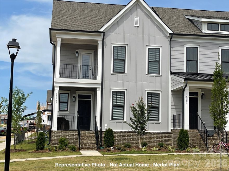 New construction END-UNIT townhome featuring the Merlot floor plan with the PRIMARY ON THE MAIN FLOOR, 3 bedrooms, 2.5 baths, attached 2 car garage, and 1,966 sq. ft. Experience thoughtfully designed living spaces in The Villas at Tuckers Walk. Enjoy open-concept living with a welcoming foyer and a stylish kitchen complete with granite countertops, tile backsplash, wall oven, cooktop, and a spacious island perfect for entertaining. Durable luxury vinyl plank flooring enhances the main level. The primary suite is conveniently located downstairs, offering a spa-like bath with tiled shower, dual vanity, and direct access to the laundry room. Upstairs, two additional bedrooms, a full bath, and a versatile loft provide flexible living space. Outdoor features include a covered front porch and partially covered side patio, plus a rear-load 2-car garage. Located in a prime CABARRUS COUNTY SCHOOL SYSTEMS. Home is under construction with estimated completion August 2026—personalize your finishes now. Photos are representative.