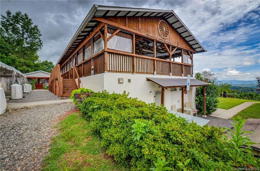 Fontaine Vineyards is perched on the hillside w/stunning views of downtown AVL!  Private setting 20 min. away.The event space is available for weddings,Corporate events,family reunions, rehearsal dinners and wine tastings among the vineyards producing 9 varieties of wine. 2 lg pavilions,bridal suite and wine cellar w/ full catering kitchens.Fontaine Vineyards is equipped to handle events from large to intimate. Incl PIN #8793-41-1734,vineyard,event space & home. Second floor can be finished.