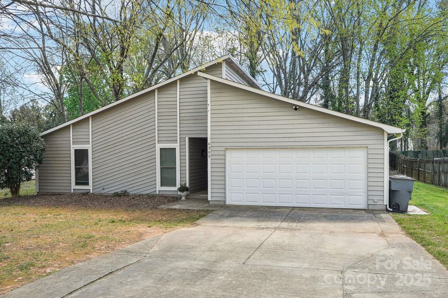 Exciting opportunity to own a single family home in East Charlotte! This recently updated home has an open floorplan and large primary suite with two walk-in closets. The split floorplan allows for easy living as a primary residence or an investment property. Vaulted living room ceiling creates a spacious atmosphere. The kitchen includes stainless steel appliances, granite countertops and pantry. Attached two car garage, with an additional detached garage for more storage! Situated on an oversized lot, this cul de sac home is the perfect jumping off point for exploring Charlotte. What an incredible opportunity for a first time homebuyer, or someone looking to add to their rental property portfolio. Less than 15 minutes from Plaza Midwood and NoDa, and 5 minutes from the new Eastland Park Development. No HOA!