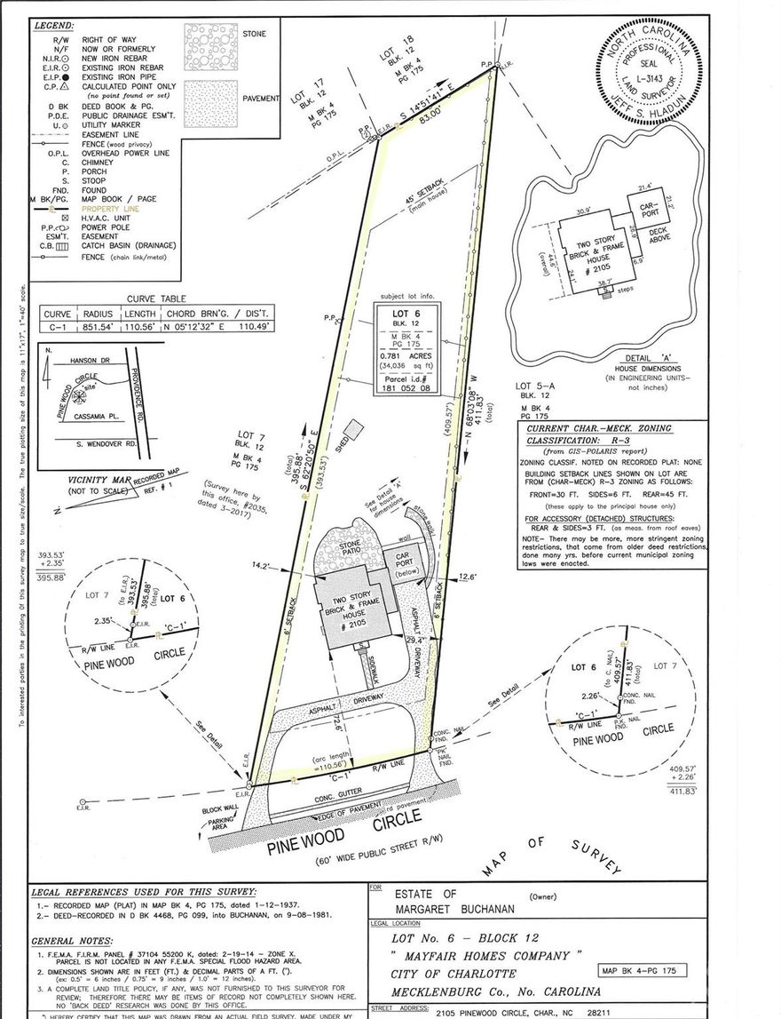 Spectacular lot with an opportunity to build a custom designed home to suit your specific needs. The lot price also includes existing plans that have been drawn up by Garrett Nelson Studio and or Thompson CBG team-provided Thompson CBG is used for the newbuild project. A custom build budget will be determined by your dream home decisions. This is a wonderful opportunity to have a beautifully designed new construction home in Mayfair which is commonly known as part of Myers Park. This property is a .68 acre flat lot and is part of a neighborhood that is known to have large sweeping lots and private streets. The property has 110 ft road frontage with a depth of 361/411 ft. It has been cleared and is ready for your dreams to begin! It is centrally located between Uptown, SouthPark and the Charlotte airport with restaurants & boutique shopping is nearby.