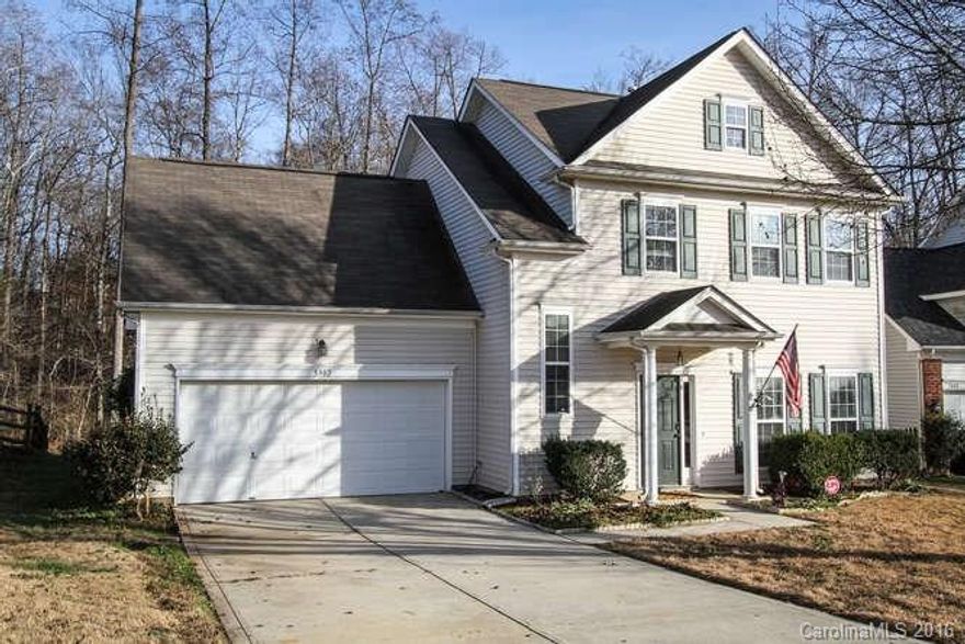Fabulous home with open floorplan and natural light throughout. Formal dining room with chair rail molding and columns. Tile floors, granite counters, and walk-in pantry in the kitchen. Great room features tv niche and gas fireplace. Vaulted ceiling in master bedroom, plus upgraded master bath includes garden tub, separate shower, and walk-in closet. Bonus room used as fourth bedroom. Fenced back yard, backs up to woods. Close to shopping and restaurants. Very convenient to I-485. NO HOA.