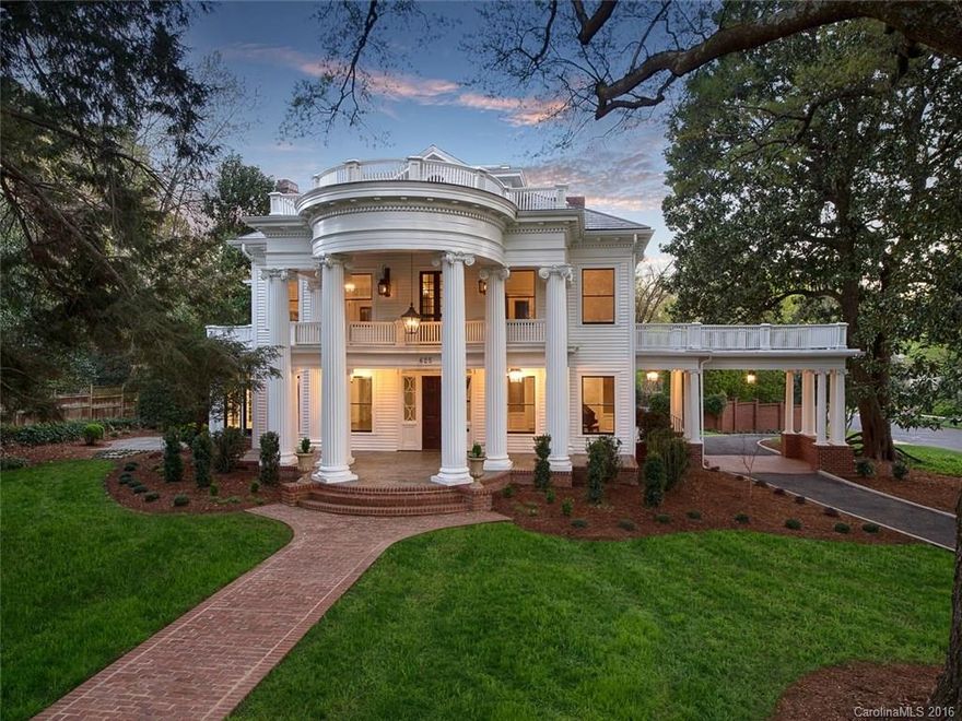 Completely renovated 1914 Neoclassical home with amazing architectural detail. Prime Myers Park location, 2 blocks from Duke Mansion. Hardwood, limestone and reclaimed French paver floors. Original coffered ceilings, custom mill-work, covered porches/balconies. Elegant formals, gourmet kitchen, main level guest suite. Wine cellar and tasting room. Salt water pool, pool house. One of a kind property!