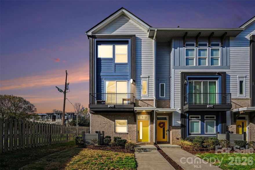 Welcome to 2128 Electric Lane, a modern end-unit townhome in the heart of NoDa that blends flexible living, thoughtful design, and an unbeatable Charlotte location. This light-filled corner unit features 2 bedrooms, 2.5 baths, and a versatile multi-level floor plan designed for today’s lifestyle. The lower level offers the main entry and rear-entry 2-car attached garage for everyday convenience. On the main level, enjoy an open-concept layout with spacious living and dining areas plus a well-appointed kitchen featuring an island, gas cooking, tile backsplash, and great storage, creating an ideal setup for both daily living and entertaining. The third level includes the primary bedroom and bath, an additional bedroom and full bath, plus upper-level laundry. The fourth-level loft provides excellent flex space for a home office, media room, workout area, or creative studio, and opens to the rooftop terrace for relaxing or entertaining. Located near NoDa favorites including restaurants, breweries, coffee shops, shopping, entertainment, light rail access, and Uptown Charlotte. Buyers may receive a $6,500 credit toward closing costs or a rate buy-down when using the preferred lender. Ask your agent for details.