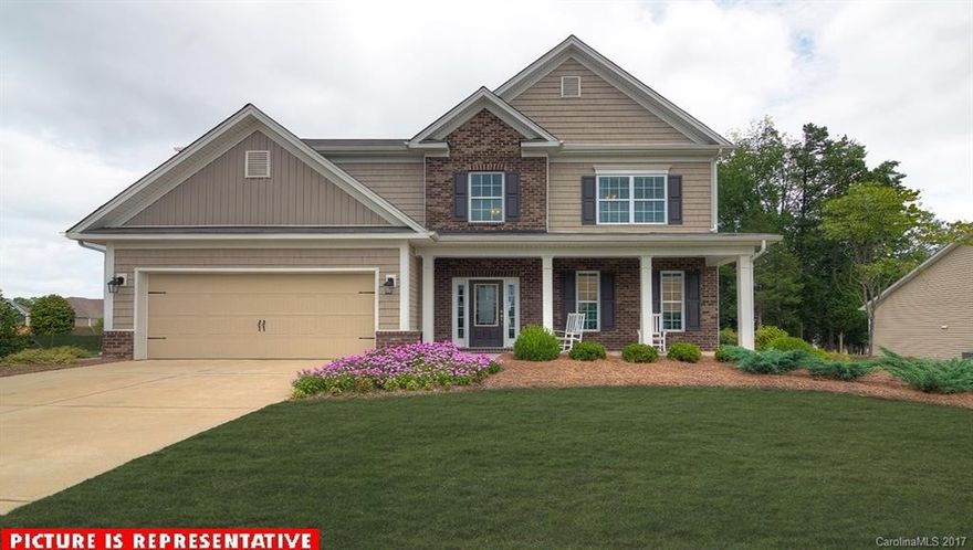 Dramatic 2 Story Elegant foyer. This Spaious home boast many Premium features like coffered dining ceiling. Kit. w/ Antique white cabinets, SS appliances, Island, Granite, gas range & large pantry. Bedroom on 1st floor. Media/5th bedroom on 2nd. Large secondary bedrooms. Master has trey ceiling. Master bath tile floors and surround at garden tub. Tiled shower with semi frameless door, Water closet and Large WIC. One of our popular new plans. Ask about our incredible incentives. Ready May/Jun