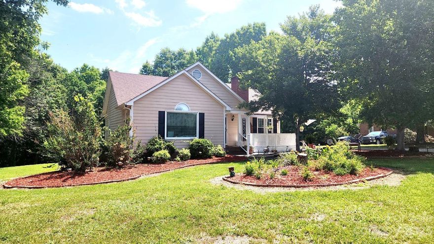 Check out this sweet home with fabulous features ! Covered front porch , fenced back yard with decking , private and wooded with a small creek too ! .Large lot with plenty of storage and gorgeous landscape , in the Piedmont school district . inside the home is super great room with brick fireplace, easy keeper flooring, big eat in kitchen, Nice palladium window in the main bedroom and the rest of the home has new windows! Roof installed in 2020.