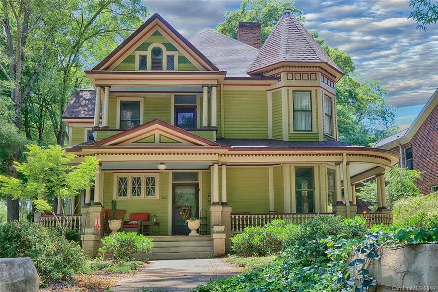 This Beautiful Home Combines Architectural details of Queen Anne & Colonial Revival , Also commonly referred to
as Victorian Colonial. Named the DeBarry Fisher residence &  erected in 1989. Wrap around Porch, Elaborate front Staircase rises to sunny loft area. Back staircase, Original heart-of-pine hardwood flooring. Master on main and pine flooring 
in the renovated Master bath. Butlers Pantry, Screened porch & much more. Unbelievable yard ! On the National Historic Register of Homes for N.C