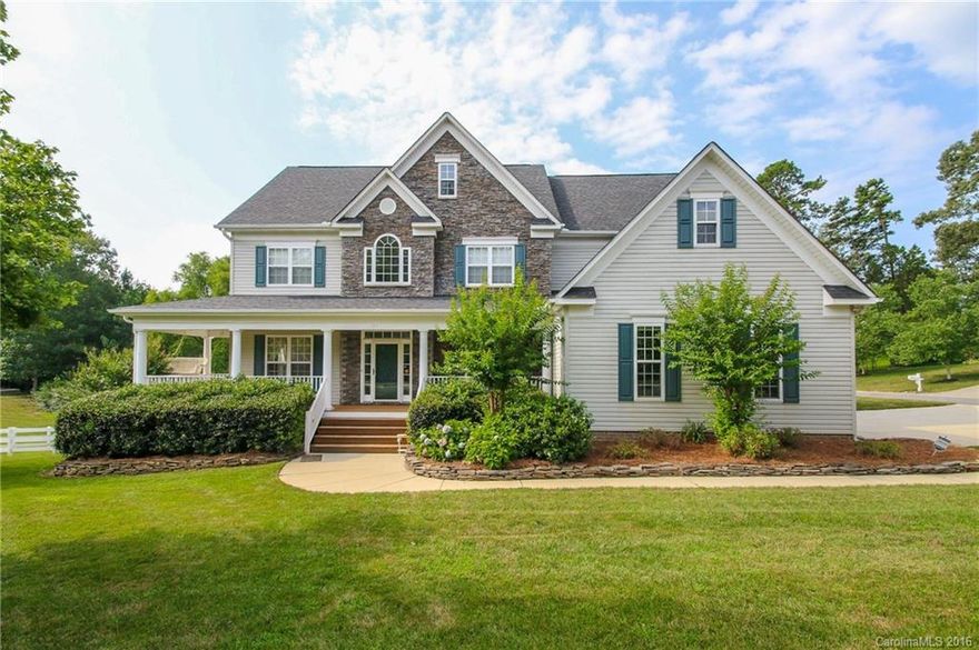 In-Ground POOL!!! Beautiful, move-in ready,4 bed, 2.5 bath home w/ fantastic curb appeal in desirable Harris Village & MGSD schools! Over 3,644 sqft and 3-car garage! Spectacular hardwoods, spacious master retreat, gourmet kitchen w granite & SS appliances, flex space overlooking 2 story LR. Charming front porch and refreshing backyard in-ground POOL & pool house in desirable Mooresville community!!!
Large lot with a lot of privacy behind the home!!