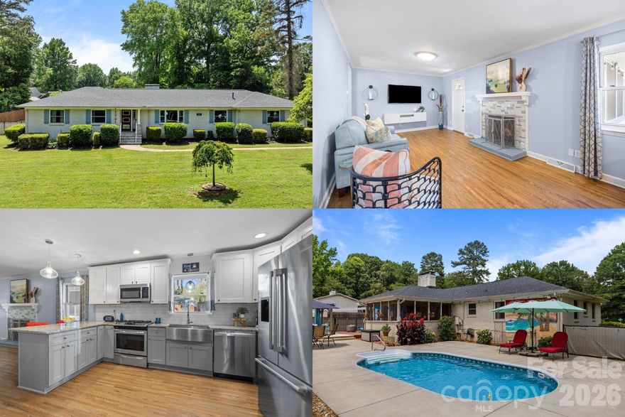 Nestled in a peaceful, established Charlotte neighborhood, this lovingly maintained home offers the perfect balance of everyday convenience and private retreat living. Set on a spacious, level lot, there’s room here to live, gather, and grow both inside and out.

At the heart of the home, the stunning kitchen blends function and charm with stainless steel appliances, a spacious farmhouse sink, and gorgeous granite countertops. It flows effortlessly into the cozy family room, where a fireplace creates the perfect backdrop for relaxed evenings, holiday mornings, and time spent with the people who matter most.

Formal living and dining rooms add elegance and flexibility, featuring fresh paint, refinished hardwood floors, and updated fixtures that give the home a polished yet welcoming feel. The expansive sunroom is a true bonus—ideal as a home office, playroom, fitness space, or even a guest retreat that's flooded with natural light and endless potential.

Step outside and discover your own private backyard oasis. Designed for entertaining and unwinding, the outdoor space features an in-ground pool, a built-in outdoor kitchen with a grill and bar seating, and a pergola-covered lounge area. Whether hosting summer gatherings or enjoying a quiet evening swim, this yard was made for making memories. A travertine patio and cozy screened porch add even more space to relax, all surrounded by a flat, fenced yard perfect for play or pets.

A detached 2-car garage and extended driveway provide ample parking and storage, while the home’s location keeps you close to shopping, dining, parks, and everything Charlotte has to offer—from Uptown entertainment to neighborhood conveniences just minutes away.

If you’ve been searching for a home that offers space, warmth, and standout outdoor living in a location that keeps you connected, 7701 Shady Lane is one you don’t want to miss. Schedule your showing and come experience it for yourself.