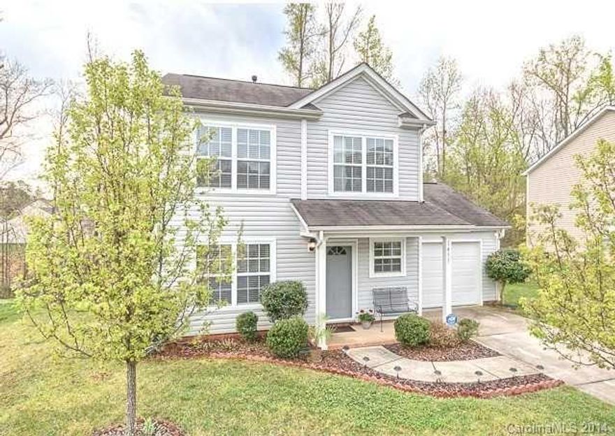 Located on a quiet cul-de-sac street, home is accented by landscaping and charming front porch. The open and large living room-dining room is ideal for entertaining, and features wood laminate floors and lots of natural light. The kitchen boasts tile floors and stainless steel appliances. Sliding doors off of the dining area open to privacy-fenced back yard, patio, over-sized deck with pergola, and views of a wooded buffer for added privacy. Close to I-485 and the US National Whitewater Center.