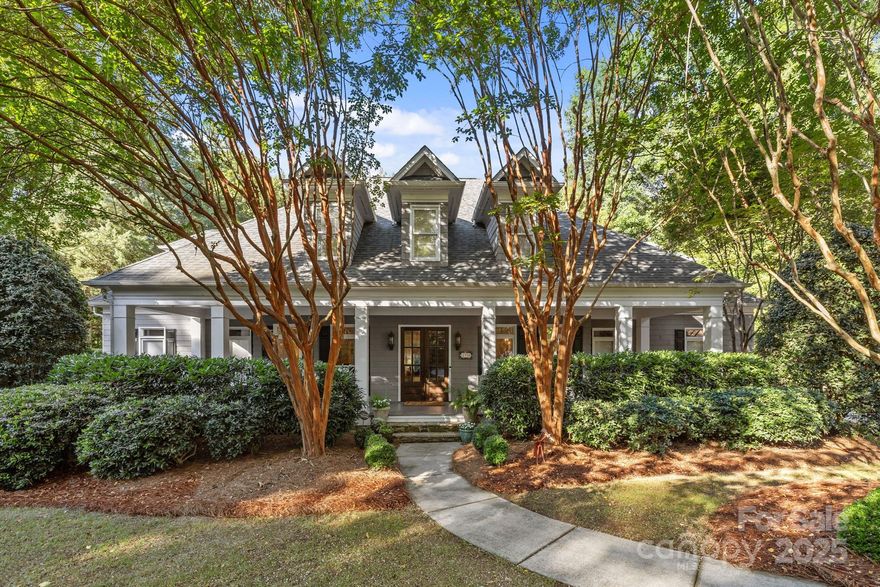 Wonderful 5 bedroom home on a quiet cul-de-sac in Blantyre. Huge rocking chair front porch welcomes you. High ceilings, wood floors, custom built-ins, perfect flow for everyday living and entertaining. Bright kitchen with stainless steel appliances opens to the breakfast room & the family room. Formal living and dining rooms, family room with wood burning fireplace flanked by custom built-ins. Lovely primary suite on main level. Spa primary bathroom with steam shower, soaking tub & double vanities. Huge walk-in closet. Upper level includes 4 additional bedrooms with two full bathrooms and a bonus room which is currently used as a gym.  Great closets throughout and updated laundry room.  Several outside living spaces include a spacious screened porch with a wood burning fireplace with access to the lower deck & backyard.  Gorgeous pool / hot tub combination with mature plantings all around for privacy & an amazing atmosphere. Additional square footage is a flex space room perfect for a home office - it is not connected to the main house square footage but it is heated & cooled. It is accessed off of the lower patio.  Irrigation in the front & rear yards. 2 car garage and spacious driveway. Incredible SouthPark neighborhood with popular schools, close proximity to retail & shopping around SouthPark mall and short commute to Uptown.