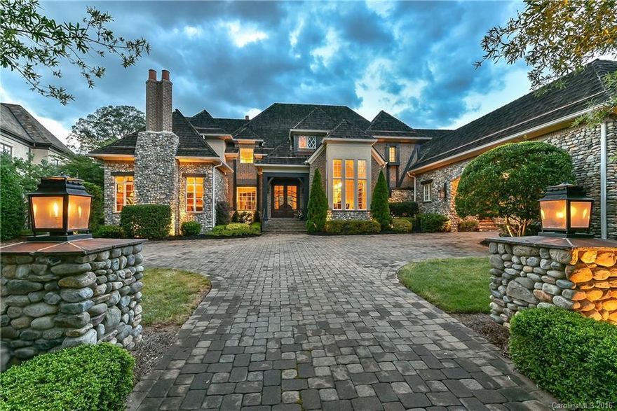 European inspired Country home overlooking 1st Fairway & 8th Green. Vaulted Dining has soaring windows. Chef's Kitchen has comm. appl, island/brkfast bar & opens to Keeping Rm w/full stone FP. Private paneled Library w/ brick FP. Main Master Retreat offers Luxury BA. Don't miss- coffee/wine bar! Also included-Wine Cellar, Media, Exercise & Billiard. Summer Porch w/FP & Grilling Terrace overlooks private grounds. Cobble stone drive leads to Porte Cochere & Motor Court w/4 Car Garage-Welcome Home!