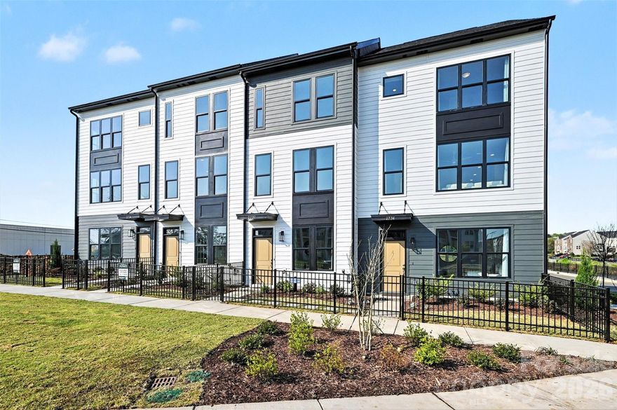 NEW CONSTRUCTION - 3-Story New construction townhome in AYRSLEY, Southwest Charlotte's most walkable and vibrantcommunity. **LOCATION** Step outside and walk to over 20 restaurants and bars, Ayrsley Grand Cinemas, coffee shops,fitness studios, and specialty retailers — all within the community. Whether you're grabbing dinner, catching a movie,these thoughtfully crafted townhomes offer stylish finishes and functional layouts that suit a variety of lifestyles — fromfirst-time buyers to those looking to downsize without sacrificing style or convenience. Enjoy the feel of a walkable urbansetting while being minutes from major highways for easy access throughout the greater Charlotte area. **FLOORPLAN **The Dorchester offers three lev els of well-designed living with space to stretch out. 9 ft ceilings on both floors. FIRSTFLOOR: entry foyer, bedroom with full bath ideal for guests or home office. Plus spacious 15.5' x 20’ oversized one-carattached rear load garage offers convenient off-street parking. MAIN LEVEL:, open-concept living area with living roomflowing into the kitchen with center breakfast bar island and walk-in pantry, plus dining room and half bath. THIRD FLOOR:main bedroom with dual closets and ensuite bath with double vanities and bench seat shower with semi-frameless glasssurround. INTERIOR FINISHES include 42” Barnett Linen cabinetry with crown, Frost White quartz kitchen countertops,Artezen 2X4 Elegant White Herringbone tile backsplash, and stainless gas range. Durable Kingsford Rustic Rye ChestnutEVP flooring in key living areas, and Contessa Matte 13x13 Oro tile in both baths. Additional highlights: full oak stair treads,upgraded Delta Lenta chrome kitchen faucet, added living-room receptacle, and recessed can lighting. Interior paint color:City Loft (SW7631). EXTERIOR selections include James Hardie Fiber Cement Siding in Arctic White, Tricorn Black frontdoor, black architectural shingles, and black gutters/garage door. ** WARRANTY ** Backed by a 2-10 Home Warranty andthoughtfully designed with quality finishes. Ask about available Down Payment Assistance Programs. Own a brand-newhome in an established neighborhood, tour the Dorchester today!