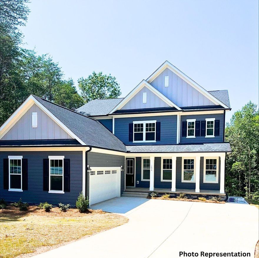 New Construction in Kings Pinnacle near Crowders Mountain!  Come see this community with lovely large wooded lots convenient to I-85.  This home offers a gorgeous exterior and custom storage room.  So much privacy on this large lot which adds to its curb appeal.   Large bedrooms, a great room, with a flex room & a study downstairs!  Formal Dining room, Kitchen island all open to enjoy large family gatherings!