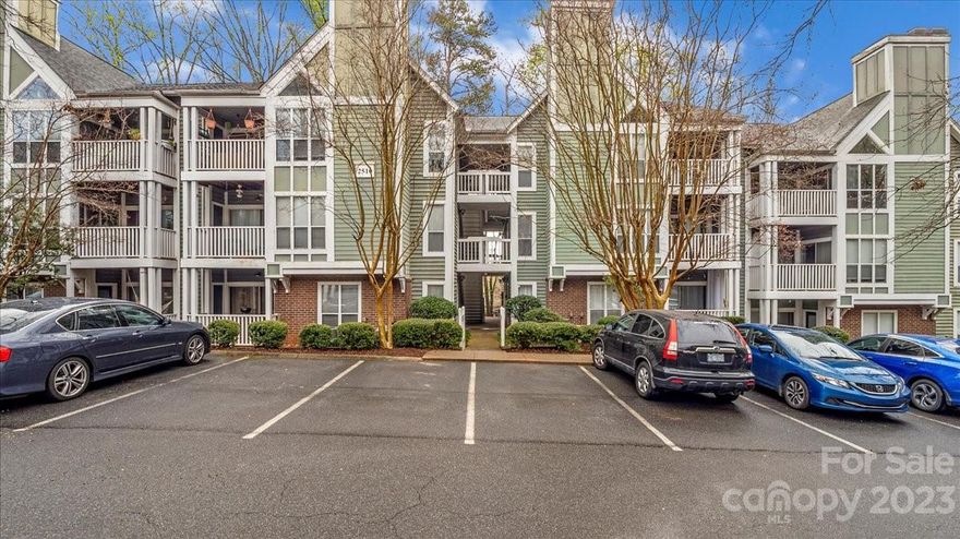 Charming one bedroom, one bathroom condo in the Villages of Eastover Glen. Warm and inviting with neutral paint throughout. The large windows allow for plenty of natural light, creating an open and airy feel. The patio, accessible from both the living area and bedroom, provides a lovely outdoor space to relax and enjoy the beautiful weather. The kitchen features an eat-at bar, making it the perfect spot for a quick meal or entertaining guests. The full bathroom boasts a dual vanity, adding a touch of luxury to the space. Ideal location in the heart of Charlotte,  just minutes from shopping, dining, and entertainment. The community also features a clubhouse, fitness center and pool. Investors will be pleased to know that there are currently no rental caps or restrictions in this community, making it the perfect opportunity to generate rental income. Don't miss out on this incredible opportunity to own a piece of Charlotte's vibrant and exciting lifestyle!