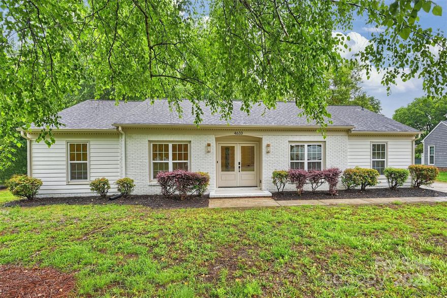 New to the market in sought-after Wessex Square! This beautifully renovated 3 bed, 2 bath ranch at 4633 Cringle Court offers modern updates and timeless charm. Enjoy an all-new kitchen featuring Café stainless appliances, quartz countertops, tile backsplash, and new cabinetry. Entertain in the formal dining room with elegant wainscoting, or relax in the spacious great room with a wood-burning fireplace and wet bar. The primary suite boasts an updated bath and walk-in closet. New LVP flooring flows throughout. Step outside to a flat backyard oasis with a cozy fire pit—perfect for gatherings. Don’t miss this move-in-ready gem in South Charlotte!