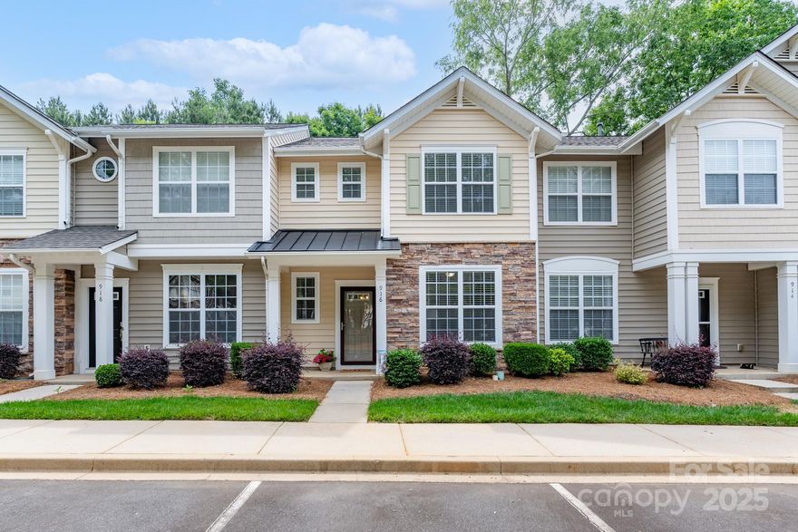 This townhome is ready for you!  The main level features hardwood floors and is home to a family room with fireplace, kitchen with granite countertops, dining/breakfast area, powder room, and a flex room that can be used as a dining room or home office.  Enjoy the convenience of having the primary bedroom, two other bedrooms, two bathrooms, and the washer/dryer upstairs.  The home was painted and new carpet as well as HVAC were installed in 2022.  Enjoy the privacy of a fenced-in patio in the back and explore the walking trails in this great neighborhood.  As a part of the Ridge Pointe community, you have access to the neighborhood pool and playground.  Come see all this one offers you!