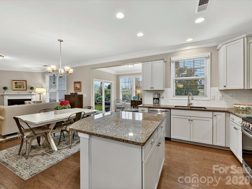 Over 2500 sq ft, in this beautiful move in ready 3 bedroom home  that lives large with A SUNROOM AND LOFT in sought after Avondale! The charming curb appeal, inviting entry way, open and functional floor plan, and abundance of natural light will make you fall in love. Entertain in the formal dining room which leads to gorgeous designer kitchen w/gas cooktop, stainless appliances, large center island, and walk in pantry. Open to the kitchen is a bright breakfast nook, spacious living room with gas fireplace, and cheery sunroom that leads to outdoor patio perfect for entertaining. Upper-level boasts oversized primary suite, large walk in closet, soaking tub and dual sinks. Two other generously sized bedrooms, large hall bath with dual sinks, a loft space perfect for office or playroom, ample closet space, and laundry room complete the upstairs. Two car attached garage! Exterior was fully repainted in 2026, along with recently painted interior making this home move in ready. Neighborhood is highly desirable with resort-style amenities including clubhouse, fitness center, pool, and playground and within Indian Land School District. Short drive to Ballantyne for premier shopping, dining, and entertainment.