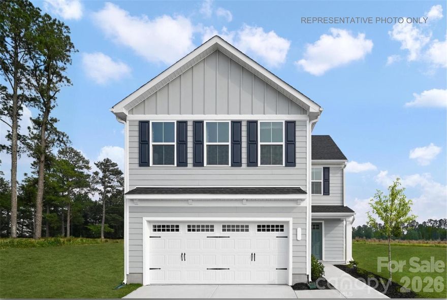 Located in Charlotte's rapidly growing west side, Sunset Creek sits just minutes from I-485, I-77, and Highway 16 — putting Uptown Charlotte, Charlotte Douglas Airport, the U.S. National Whitewater Center, and the Northlake shopping corridor all within easy reach. This is an address that keeps you connected to everything the city offers while coming home to a neighborhood that feels like a retreat. Sunset Creek is a new construction community with a genuine sense of place — a dog park, playground, and sidewalk-lined streets create an environment that's easy to settle into, and with lawn care included in the HOA, low-maintenance living is built right in. The Lily is a four-bedroom, 2.5-bath two-story home offering 1,550 square feet of smart, efficient layout. The open main level connects the kitchen island, dining area, and living room in a layout that works equally well for everyday routines and entertaining, while all four bedrooms are tucked privately upstairs — including the owner's suite with walk-in closet — along with a dedicated laundry room for added convenience. A 2-car garage and private wooded lot round out a home that delivers genuine space at an attainable Charlotte price point. Buyers may take advantage of closing cost assistance when using the preferred lender. Own a brand-new home just 15 minutes from Uptown in one of Charlotte's most commuter-friendly locations — schedule your visit today to see the Lily at Sunset Creek.