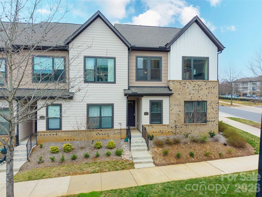 Modern three level open concept townhouse featuring 3 bedrooms and 3.5 bathrooms, designed for comfortable living and entertaining. The main level offers a bright, spacious living area that flows seamlessly into the dining space and modern kitchen, complete with ample cabinetry and a built-in wine fridge. Large windows throughout the home provide plenty of natural light. The home includes a large third level flex room with a full bathroom, perfect for a guest suite, home office, media room, or workout space. Additional highlights include a two-car garage and extra storage. Conveniently located close to shopping and restaurants with easy access to I-485, offering both comfort and convenience in a desirable location.